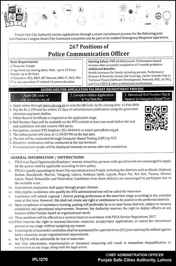 Punjab Safe City Authority Jobs 2026