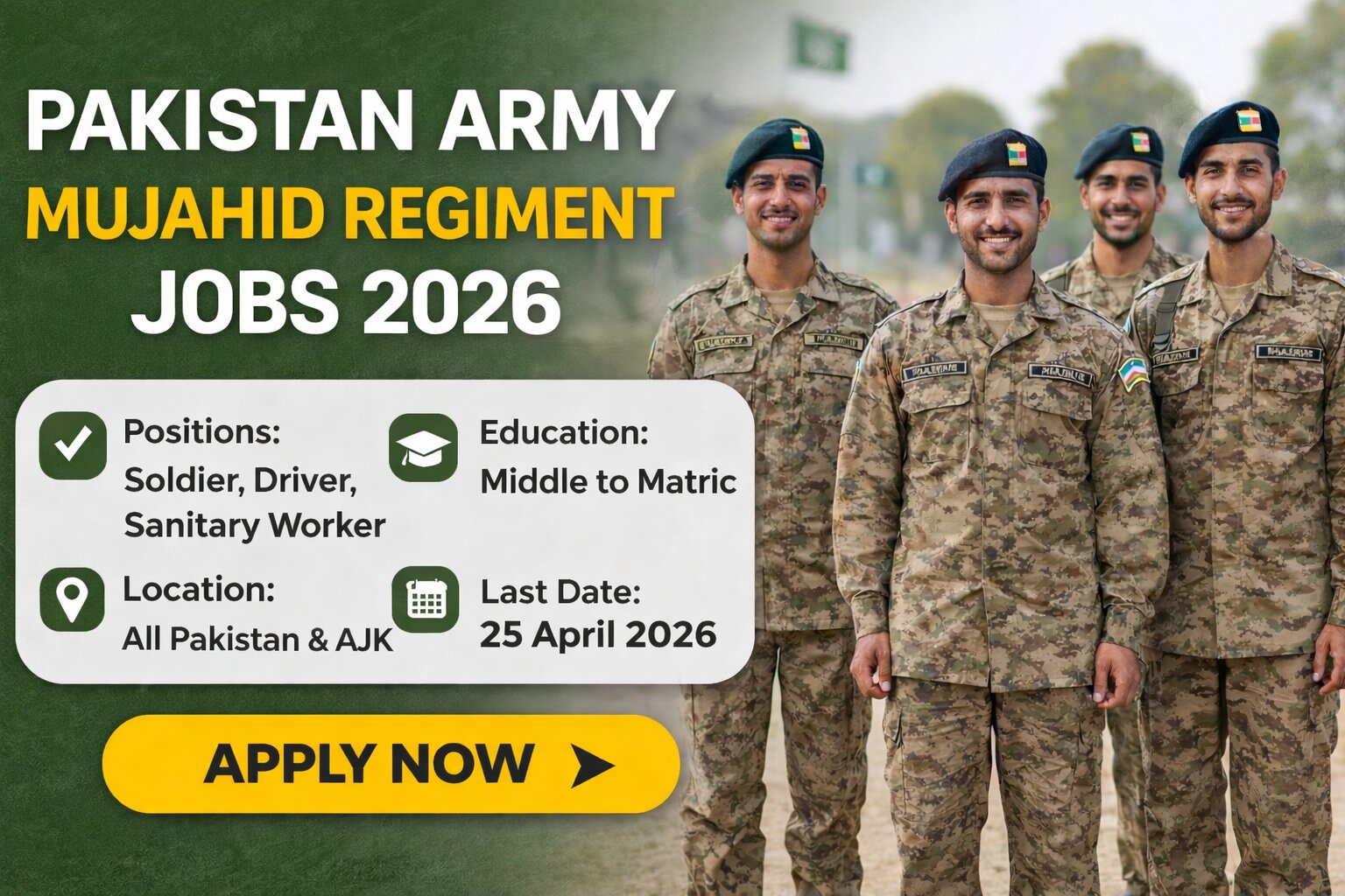 Pakistan Army Mujahid Regiment Jobs 2026