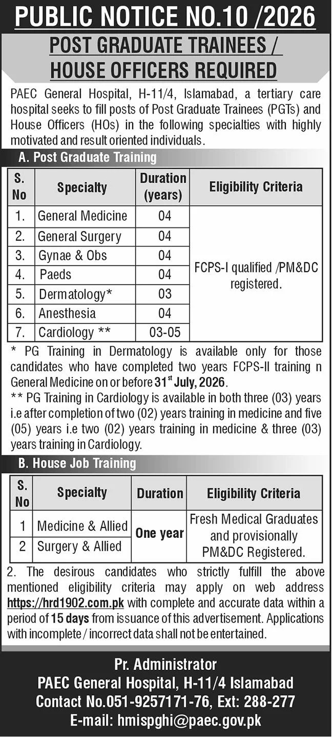 Pakistan Atomic Energy Jobs 2026 Advertisement
